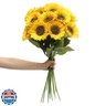 Laelfe Artificial Sunflower Flowers Long Stem Silk Fake Large Sunflowers Decoration for Outdoor Home Wedding Baby Shower Birthday Party Single Bulk Yellow Decor 6PCS (Dark Center)
