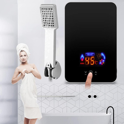 6500W Electric Tankless Water Heater, 8L Instant Hot Water Heater with Large-Scr