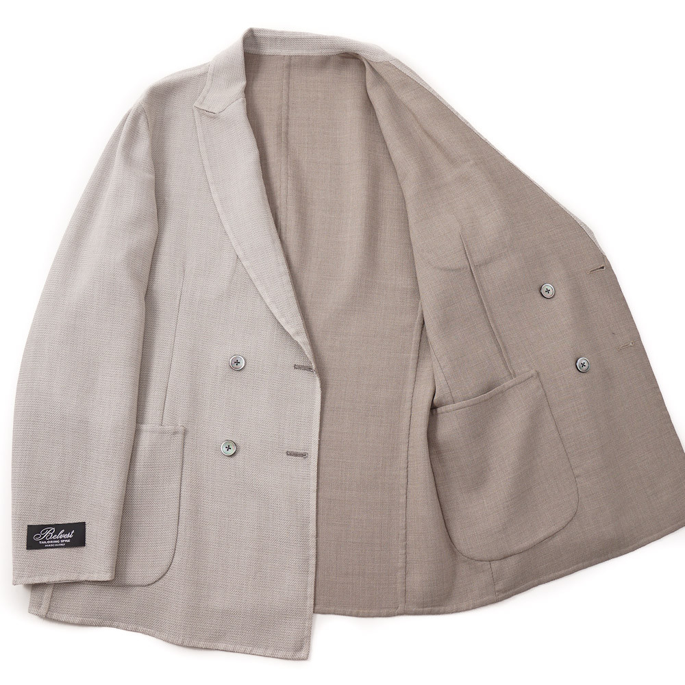 Pre-owned Belvest $1995  Reversible Double-breasted Wool And Silk Sport Coat 38 R In Beige