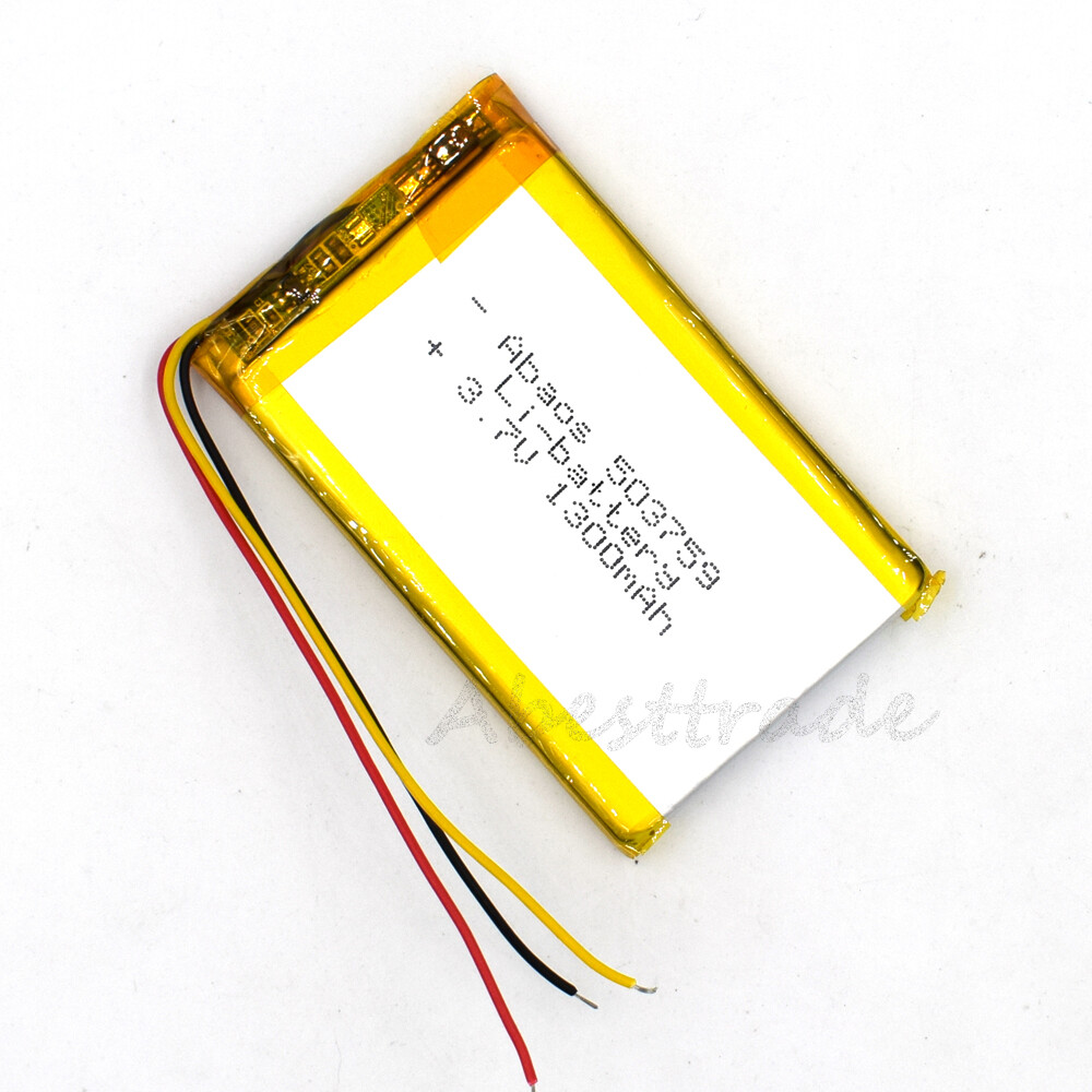 3.7V 1300mAh Lipolymer Rechargeable 503759 3Wire Cell Batter
