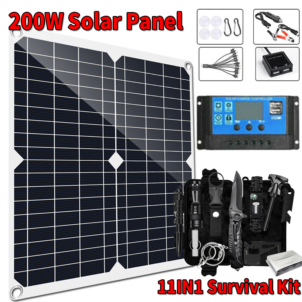 Survival Kit Camping Tactical Backpack 200w Solar Panel