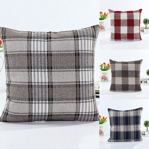 Scottish Check Plaid Tartan Throw Pillow Cushion Cover Case Living