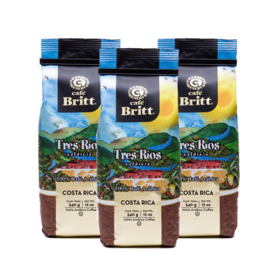 Café Britt Costa Rican Tres Rios Valdivia Coffee (12 oz.)(3-Pack)GROUND COFFEE