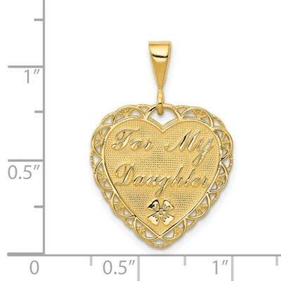 Pre-owned Superdealsforeverything Real 14kt Yellow Gold Reversible For My Daughter Heart Charm