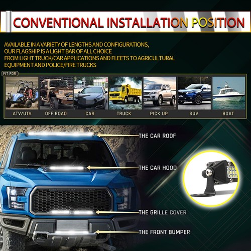 10" 20" 30" 50" Slim LED Light Bar Flood Spot Combo  Driving Offroad UTE ATV 4WD