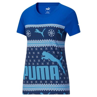 

Puma Ugly Sweater Crew Neck Футболка с коротким рукавом Женские синие повседневные топы 672835-, Синий