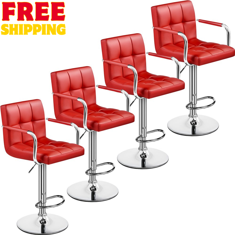 Taburetes De Bar Bancos Para Barra De Cocina Sillas Red Barstools Set of 4 NEW