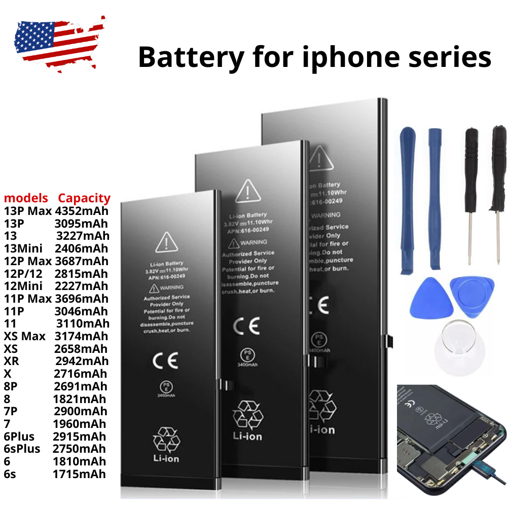 High Capacity Lithium Battery For iPhone 13 12 11 Pro Max X XR 8 7 6S Plus Lot