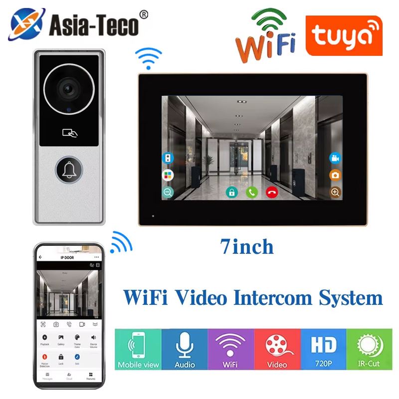 TUYA Wireless Wifi Video Doorbell 1080P 7/10 Color Touch Screen Smart APP Home I