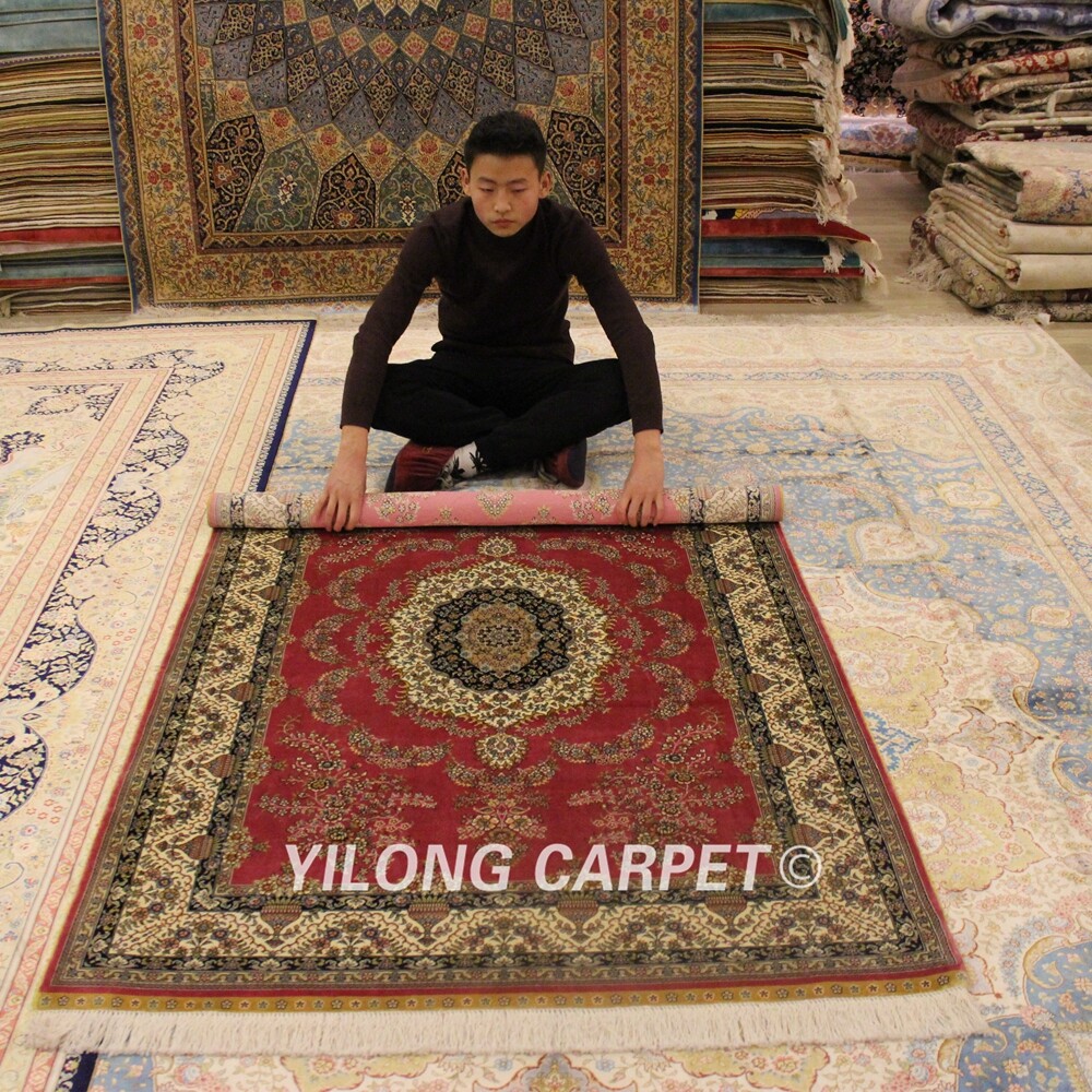 Details About Yilong 4 X6 Pink Hand Knotted Silk Area Rugs Sheen Handmade Bedroom Carpet 0698
