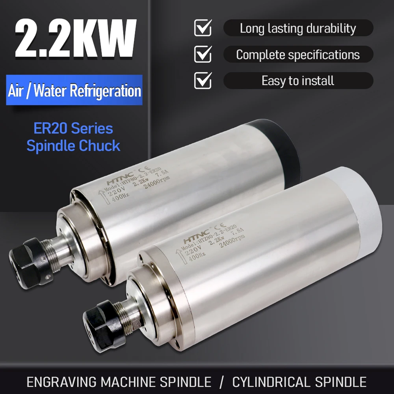 2200w 80mm Round Spindle Motor For wood aluminium soft metal ER20 400hz 24000rpm