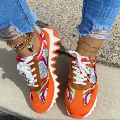 Women's Lace Up Lightweight Comic Jogger Sneakers Alessia-01 By Liliana