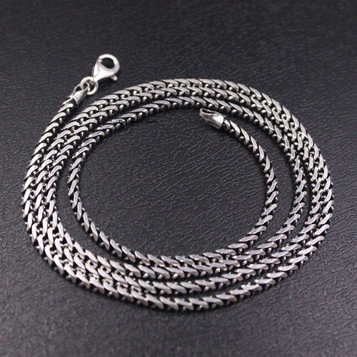Pure S925 Sterling Silver Chain Women Men Round Wheat Link