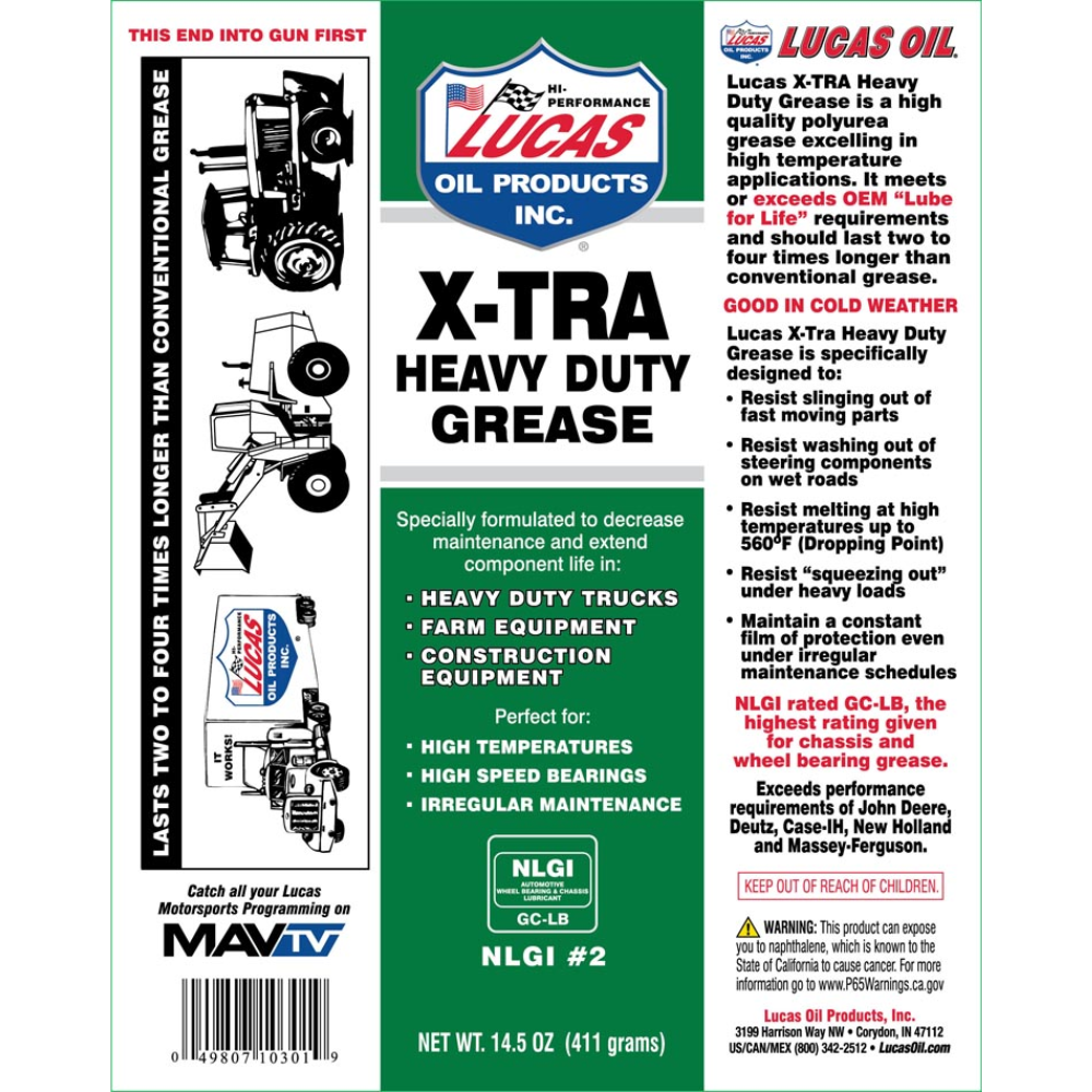 Lucas Oil 10301 X-TRA Heavy Duty Grease 14.5-ounce Capacity (10 PACK)