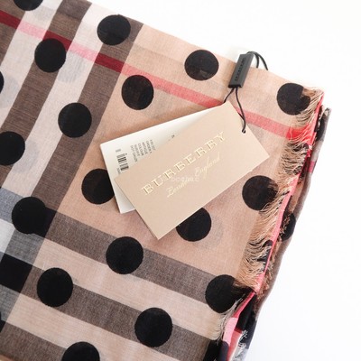 100% authentic BNWT BURBERRY house check wool silk blend scarf brown black shawl