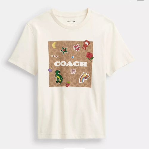 NWT Coach Signature Square T Shirt With Sticker Patches size