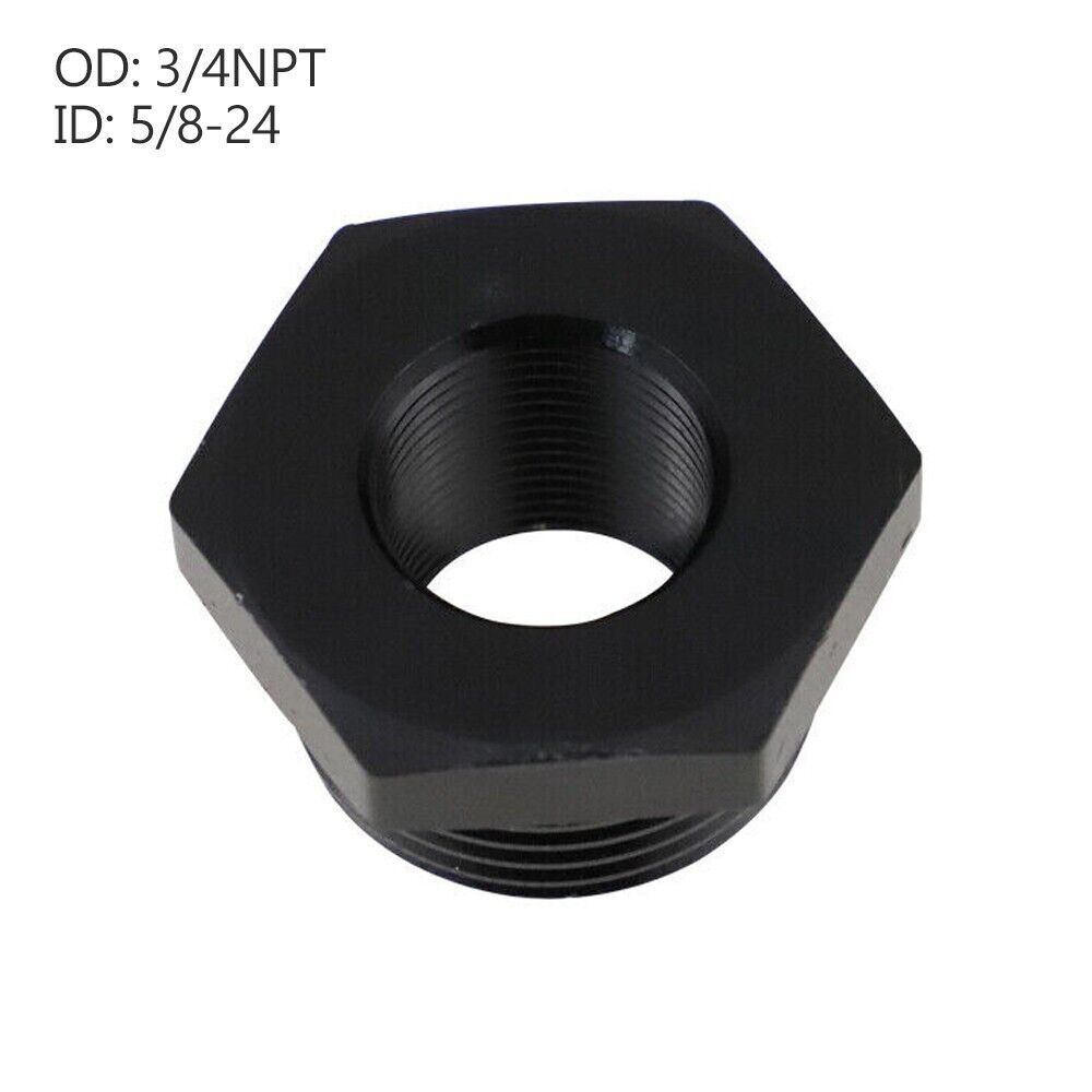 Black Aluminum 5/8x24 to 3/4NPT Automotive Threaded Oil Filter Adapter Durable