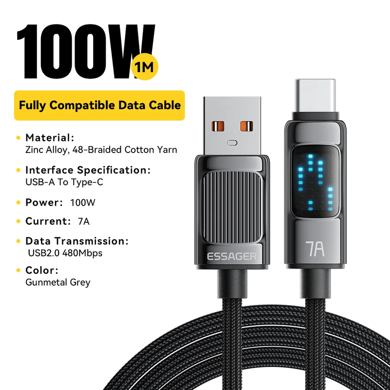 100W USB Type C To USB C Cable For Xiaomi Samsung PD 5A Fast Charging Cable For