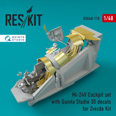 Mi-24 (V) Cockpit set with 3D decals for Zvezda Kit 1/48 ResKit RSU48-0118