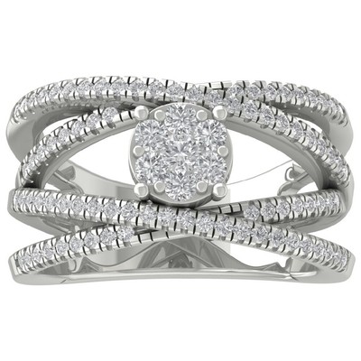 10K White Gold Round Lab Grown Diamond Composite Ring Size 7 For Women