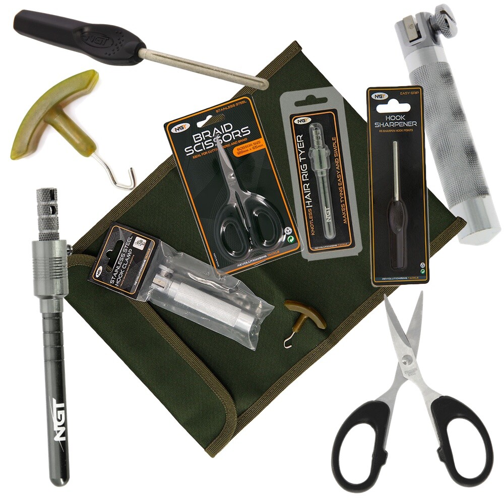 Hook Sharpening Kit File Vice Tool Clamp Braid Scissors Case Sharpener