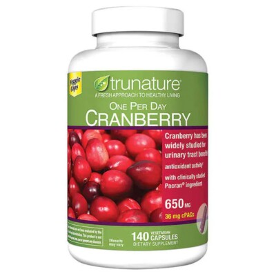 trunature CRANBERRY 650mg, 140 Vegetarian Capsules Exp: 12/25