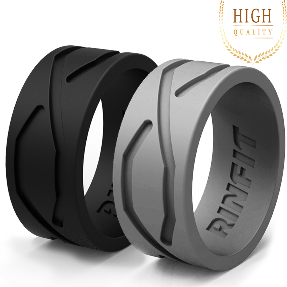 Men Silicone Ring | Wedding Band by Rinfit - 2 Rings Pack- soft and comfortable 