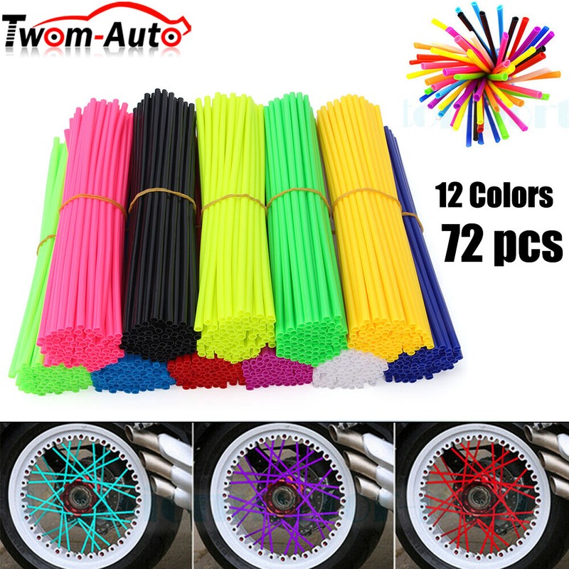 72PCS Motocross Dirt Bike Spoke Skins Covers Wraps Wheel Rim Guard
