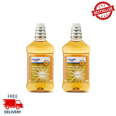 Equate Antiseptic Mouthwash, Original, 1.5 Liters, 50.7 fl oz, Enamel-Safe, 2PK