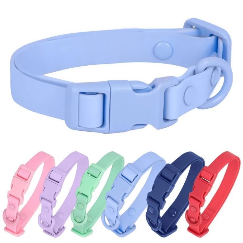 Dog Collar Adjustable Waterproof Soft Rubber PVC Puppy Collars Buckle Chain US