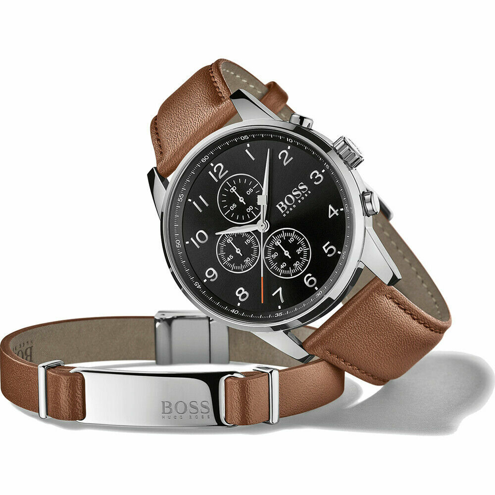 Pre-owned Hugo Boss Movado Bold 3600725 Black Chronograph Dial Olive Green Canvas Strap Men's Watch