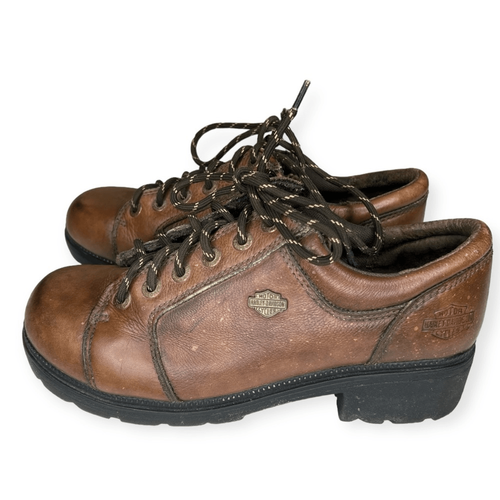 Harley Davidson Leather Women’s Vintage Chunky Motorcycle Brown Boots Shoes 10