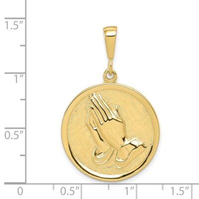 Pre-owned Superdealsforeverything Real 10k Yellow Gold Praying Hands Reversible With Serenity Prayer Pendant