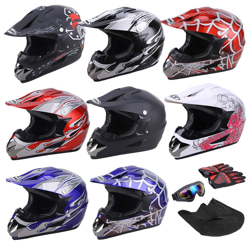 DOT Motocross Helmet Dirt Bike Offroad MX ATV Snowmobile BMX UTV /Goggles Gloves