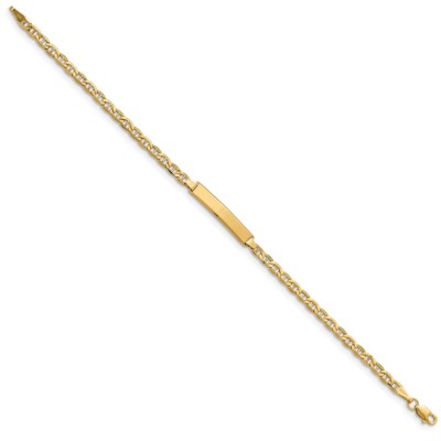 Pre-owned Superdealsforeverything Real 14kt Yellow Gold Semi-solid Anchor Link Id Bracelet; 7 Inch
