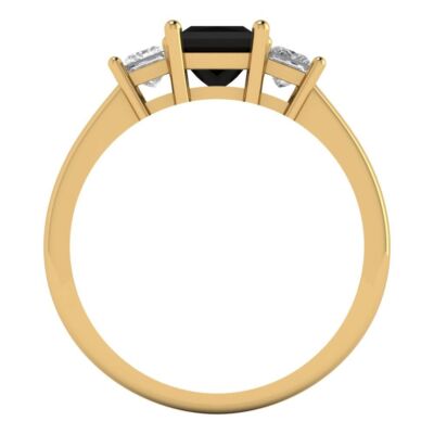 Pre-owned Pucci 0.9 Princess 3 Stone Natural Onyx Modern Statement Ring Solid 14k Yellow Gold