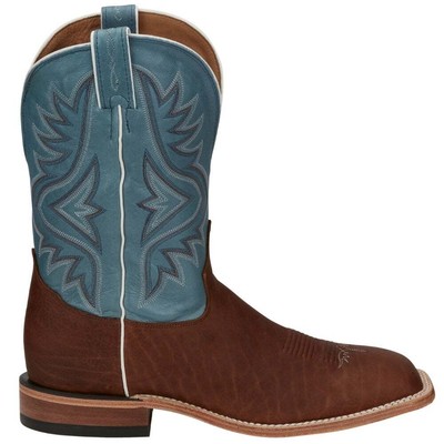 Tony Lama Pecan Bison Square Toe Cowboy Mens Brown Casual Boots 7955