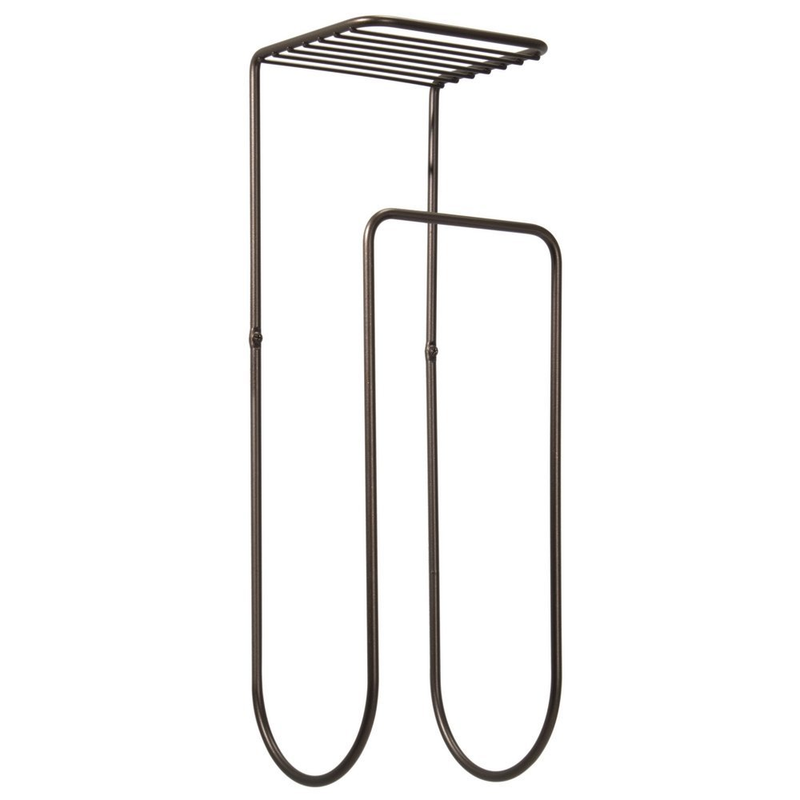 mDesign Wall Mount Towel Holder with Shelf for Bathroom - Bronze