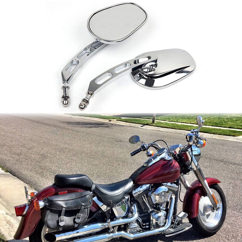 Chrome Motorcycle Edge Cut Rearview Side Mirror For Harley