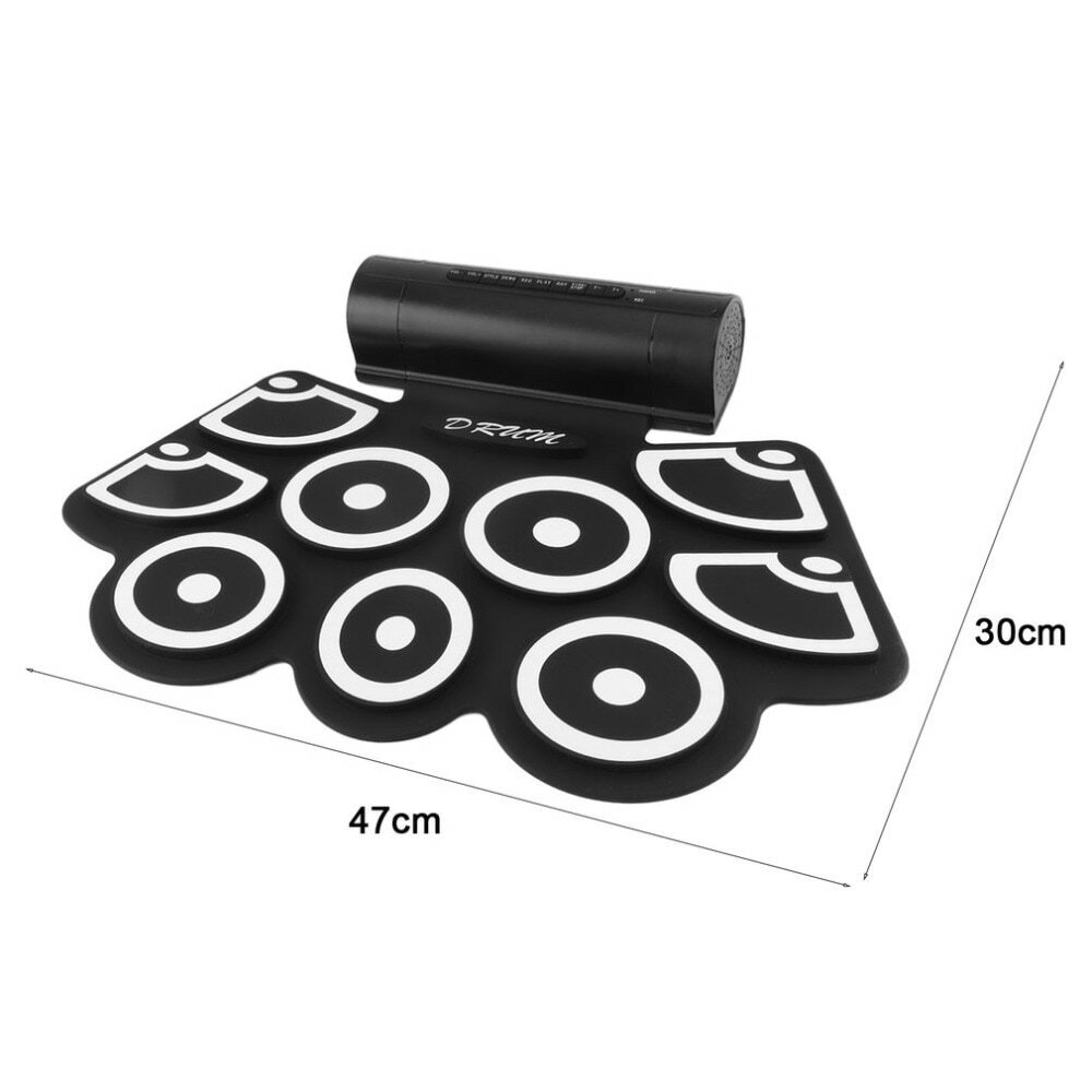 Beginner Roll Up Electric Drum Set USB MIDI Speakers Foot Pedals Drum Sticks Pad