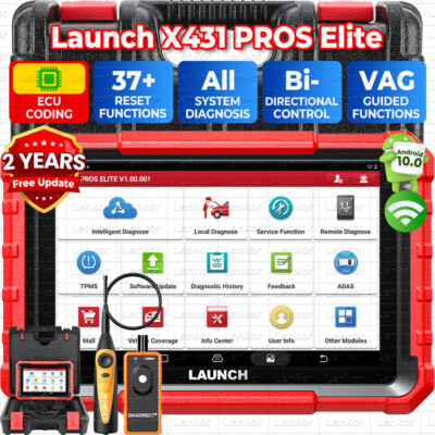 LAUNCH X431 PRO ELITE V + PRO 5 Car OBD2 Scanner Diagnostic Tools ECU Coding