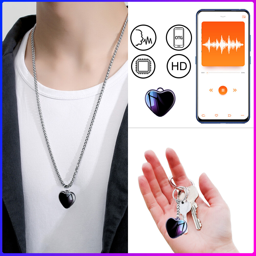 Mini voice activated recorder hidden necklace recording listening spy device
