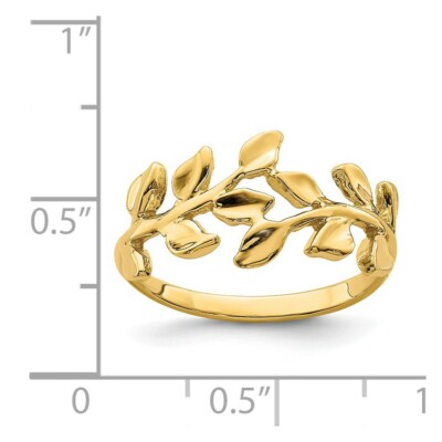 Pre-owned Superdealsforeverything Real 14kt Yellow Gold Polished Leaf Ring S:7