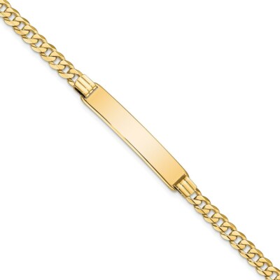 Pre-owned Superdealsforeverything Real 14kt Yellow Gold Curb Link Id Chain Bracelet; 8 Inch; Lobster Clasp