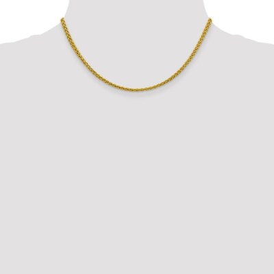 Pre-owned Superdealsforeverything Real 14kt Yellow Gold 16 Inch 3.45mm Semi-solid Wheat With Lobster Clasp Chain