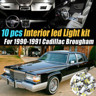 10Pc Super White Car Interior LED Light Bulb Kit for 1990-1991 Cadillac Brougham