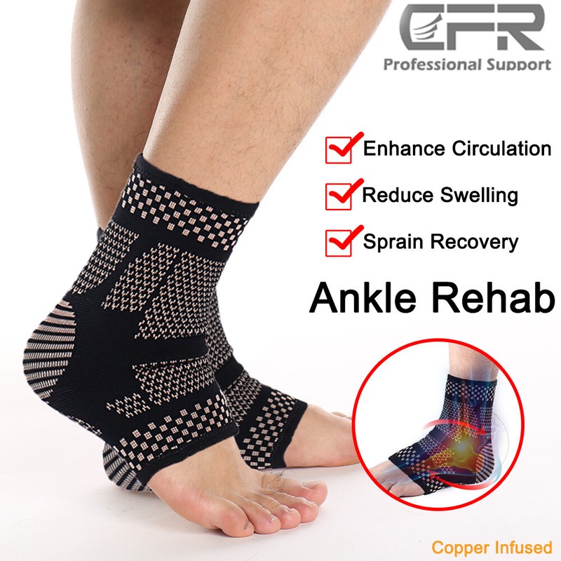Copper Ankle Brace & Achilles Tendon Support Wrap Sleeve Adjustable