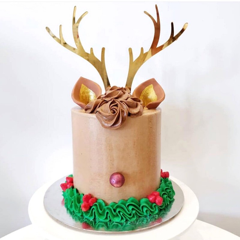 Decoration Acrylic Cake Topper Deer Elk Antlers Merry Christmas