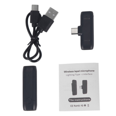 Wireless Lavalier Microphone Audio Video Recording Mini Mic Fits iphone/Android