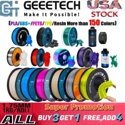 【Buy 3 Get 1 Free,Add 4】GEEETECH 3D Printer Filament PLA/ABS+/PETG/TPU 1.75mm1KG